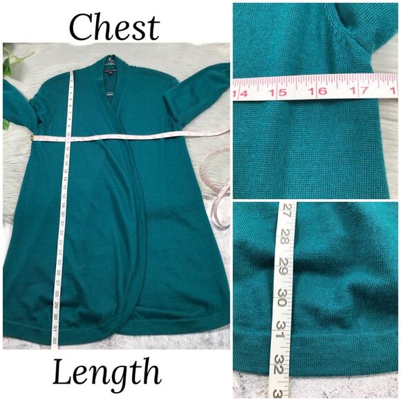 EILEEN FISHER Rounded Open Front Merino Wool Knit Cardigan Women’s Size Small - Picture 11 of 13